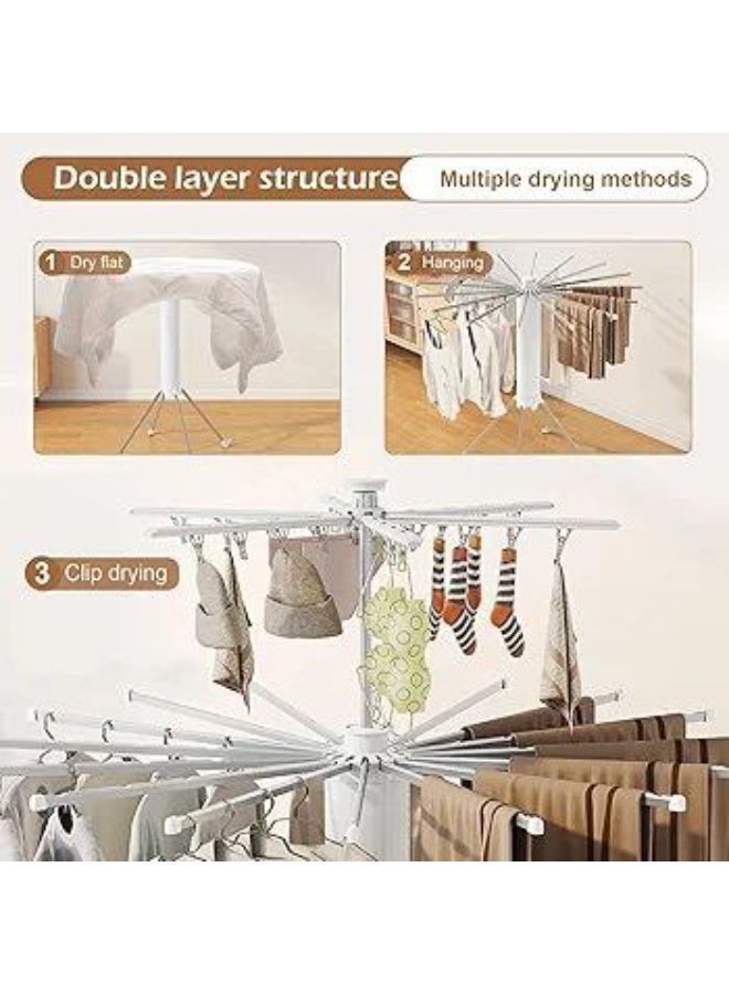 Trendy clothes drying rack Freestanding clothes drying rack Portable and foldable clothes drying rack Space-saving laundry drying rack Foldable clothes drying rack for use on the floor, balcony, bedroom, or in the house - Image 4